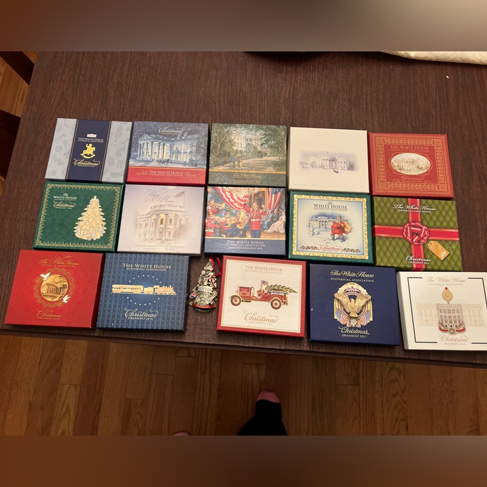 Set of 16 White House Christmas ornaments. Years 2003-2018. Collectors item!